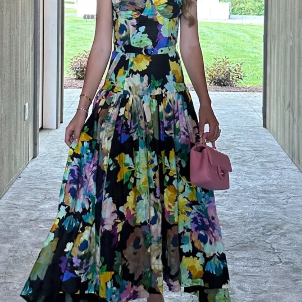 Nicholas Drenica belted dress - Black Ivory Floral Multicolor Dress